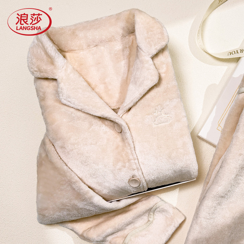 [soft waxy fluffy] thick double-sided velvet soft winter warm pajamas women's home suit home clothes for mother