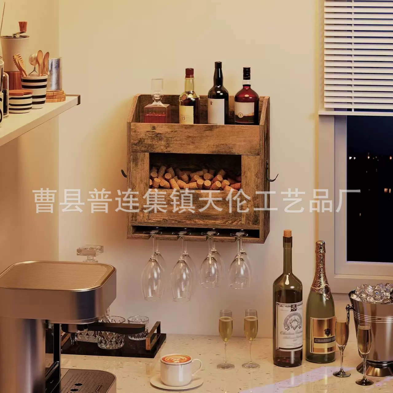 Настенный деревянный винный шкаф в стиле ретро в стиле кантри, шкаф для хранения красного вина, домашний подвесной простой деревянный винный шкаф