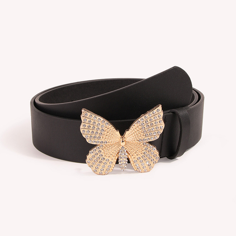 Sweet Butterfly Pu Leather Alloy Plating Inlay Rhinestones Women's Leather Belts display picture 1