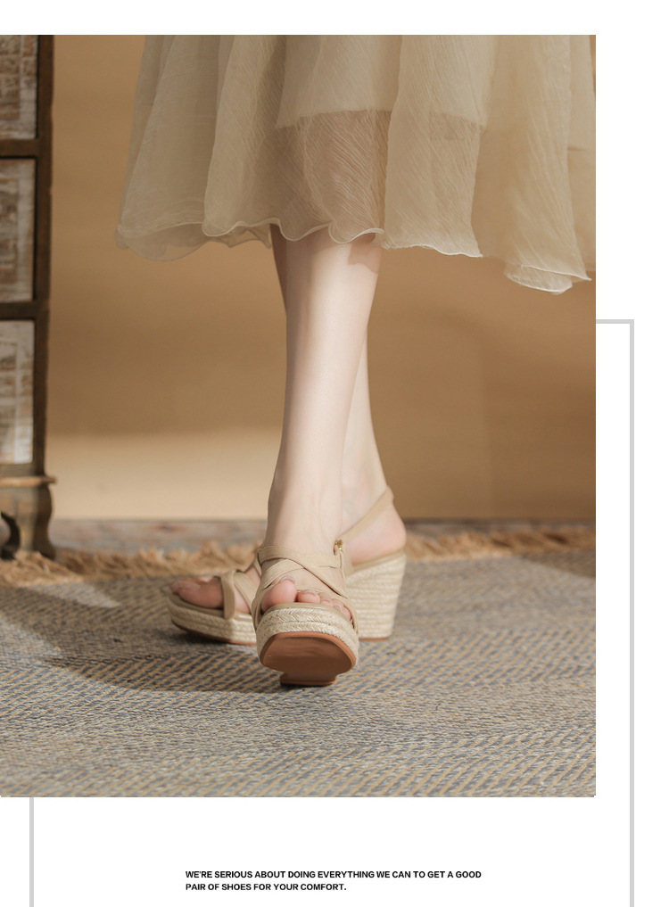 Sandal cao gót nữ hở mũi đế xuồng bọc dây thừng MJ90111 — màu đen chi tiết 11