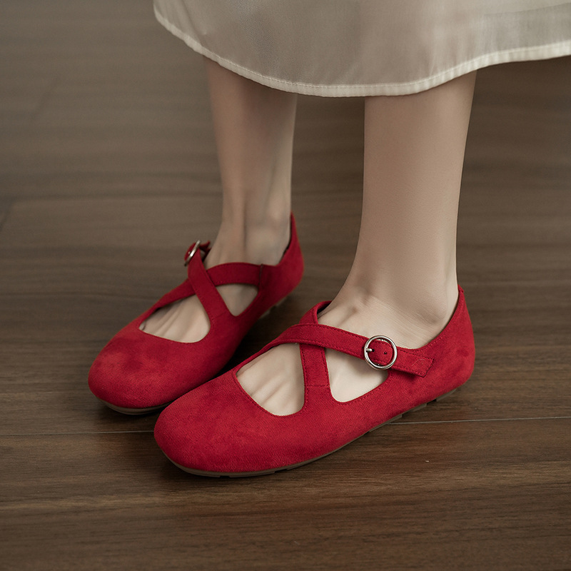 Timeless 338-5 Versatile Cross-Strap Ballet Flats with Soft Soles, Leopard Print Single Shoes, Round-Toe Mary Jane Red Shoes for Women Timeless 338-5 Versatile Cross-Strap Ballet Flats with Soft Soles, Leopard Print Single Shoes, Round-Toe Mary Jane Red Shoes for Women