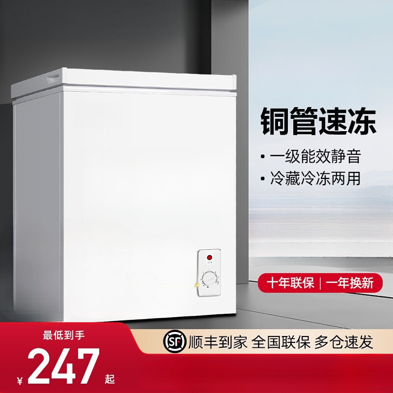 Small Freezer First-Class Energy Efficiency Small Household Fully Frozen and Refrigerated Dual-Purpose Energy-Saving Mini Horizontal Micro-Frost Freezer