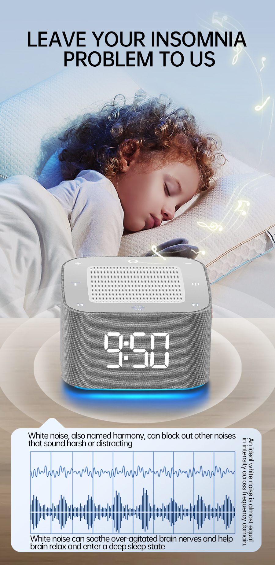 White Whisper Noise Sleep Sound Machine Bluetooth Speaker White Noise Aids Sleep_voghion.com