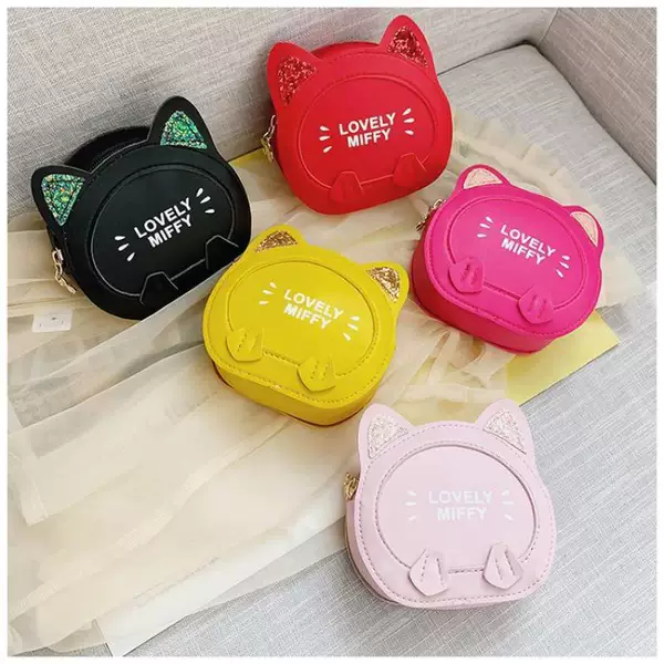Cute Cartoon Kitten Bag One Shoulder Crossbody Children's Small Shoulder Bag Fashionable Princess Little Girl Coin Purse Cartoon Cat