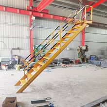 基坑爬梯带扶手钢扶梯斜梯工地基坑上下安全楼梯安全爬梯基坑斜梯