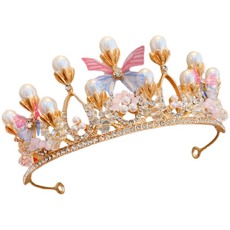 Детская тиara-ободок для princess, корона для волос, подарок на день рождения, декоративная стиль с кристаллами-сикра