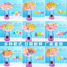 瓶装水晶卡通系列棒棒糖果整箱批水果味儿童休闲小零食品糖批发