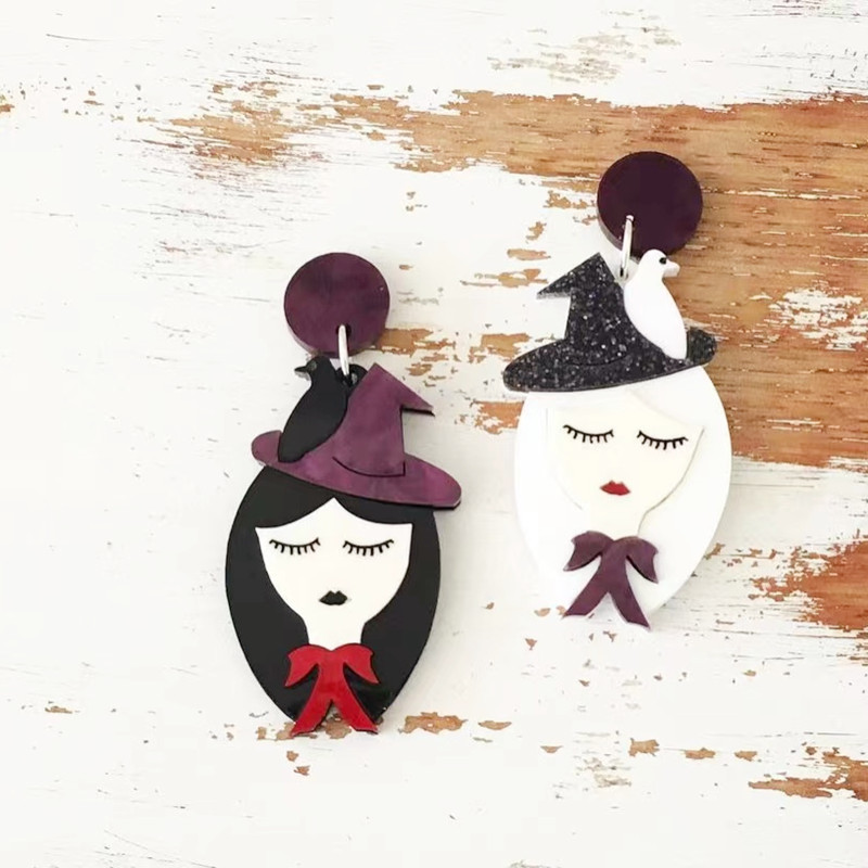 Women's Gender Patchwork Design 1 Pair Exaggerated Cartoon Character Patchwork Arylic Drop Earrings
