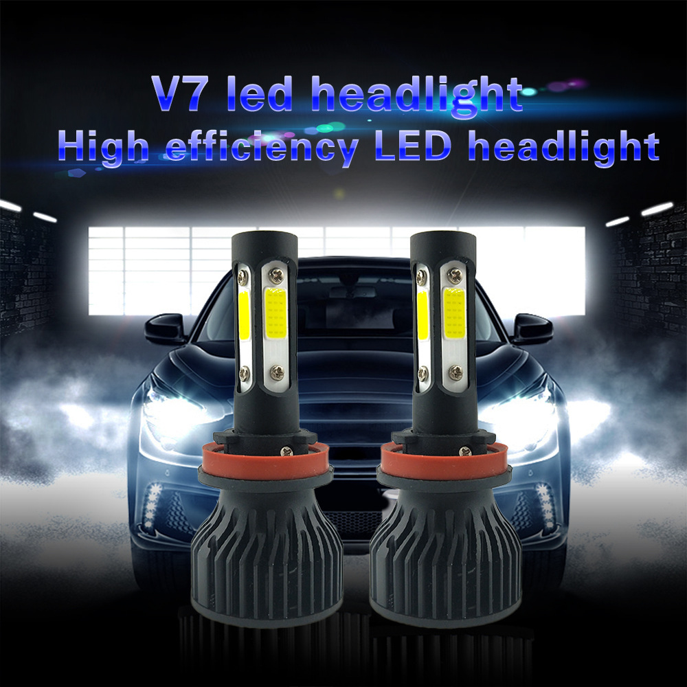 Amazon Car LED Headlight V7 Four-Sided Laser X7 LED Headlight High and Low Beam 9005 H4 H7 Cross-border