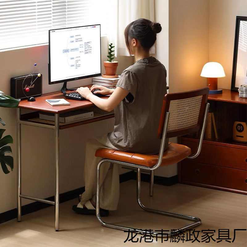 中古实木书桌复古家用办公电脑桌小户型简约梳妆台极窄书房写字台|undefined
