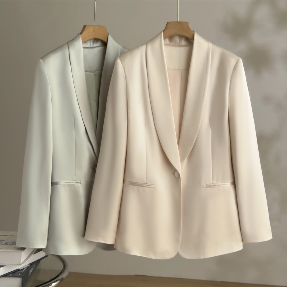 Women's Satin Acetate Blazer, Spring 2026 New Arrival, Light Luxury Style, Single Button Suit