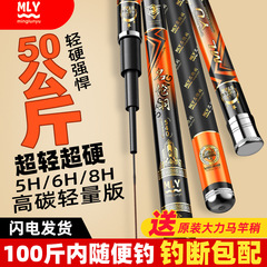 本物のMinglunyufu釣竿、ハンドロッド、カーボン釣竿、超軽量、超硬質、28段階調整釣竿、19段階調整大型競技用ロッド