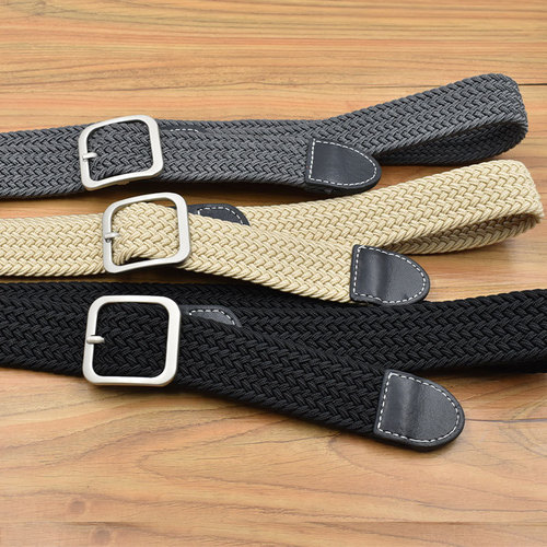 Hong Kong style simple canvas belt men's Korean version trendy fashion retro ins casual student woven elastic belt