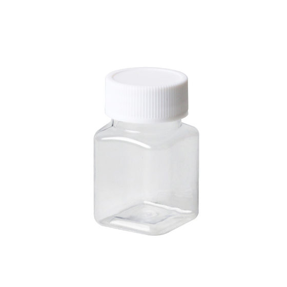 30 50 100ml transparent square bottle large mouth white cover plastic sub-bottle PET small medicine bottle sample empty bottle