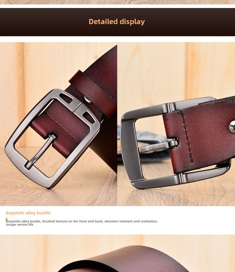 Cross-border foreign trade Men's  leather pin buckle belt vintage belt fashion casual jeans belt factory wholesale_viptrois.com