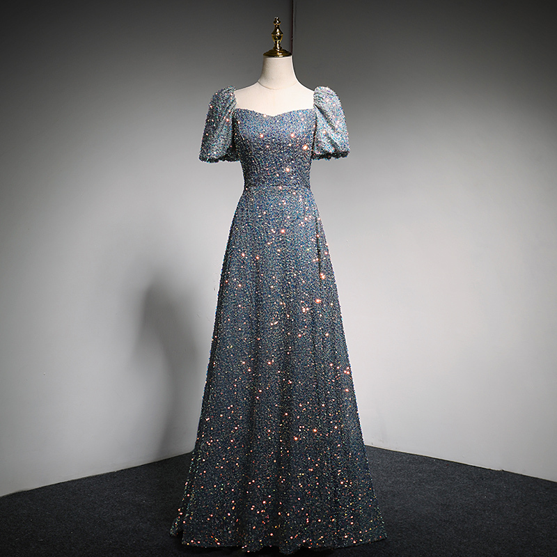 Host Evening Dress 2025 New Light Luxury Niche Banquet Sequin Long Annual Meeting Dress for Women