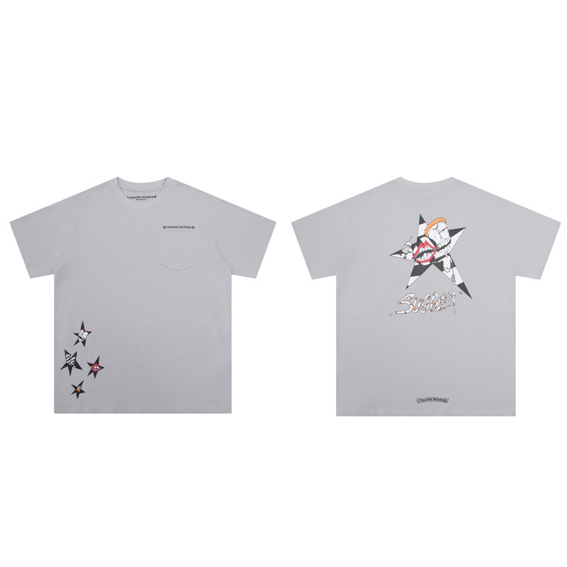 クローバーTシャツのクロスボーダーハイバージョン、ゆったりとしたトレンディなクローバークロスプリント、男女カップル同じスタイルの半袖|undefined