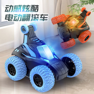 Cross-Border New Electric Dump Truck with Light and Music Children's Stunt Rolling Truck Universal Toy Car Street Stall Off-Road