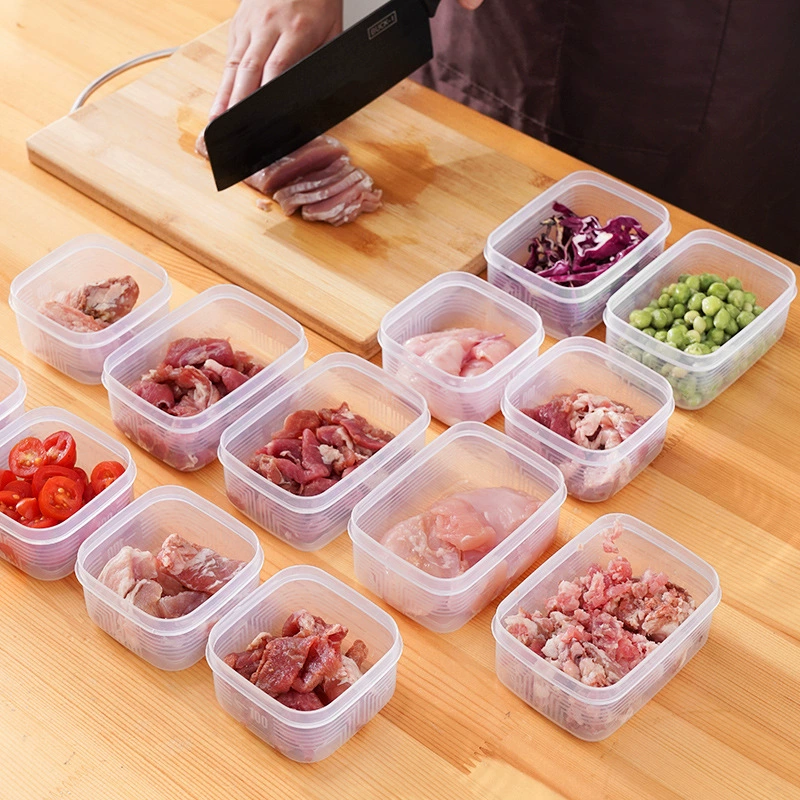 Meat freezing storage box — divided sealed refrigerator container, standard and large