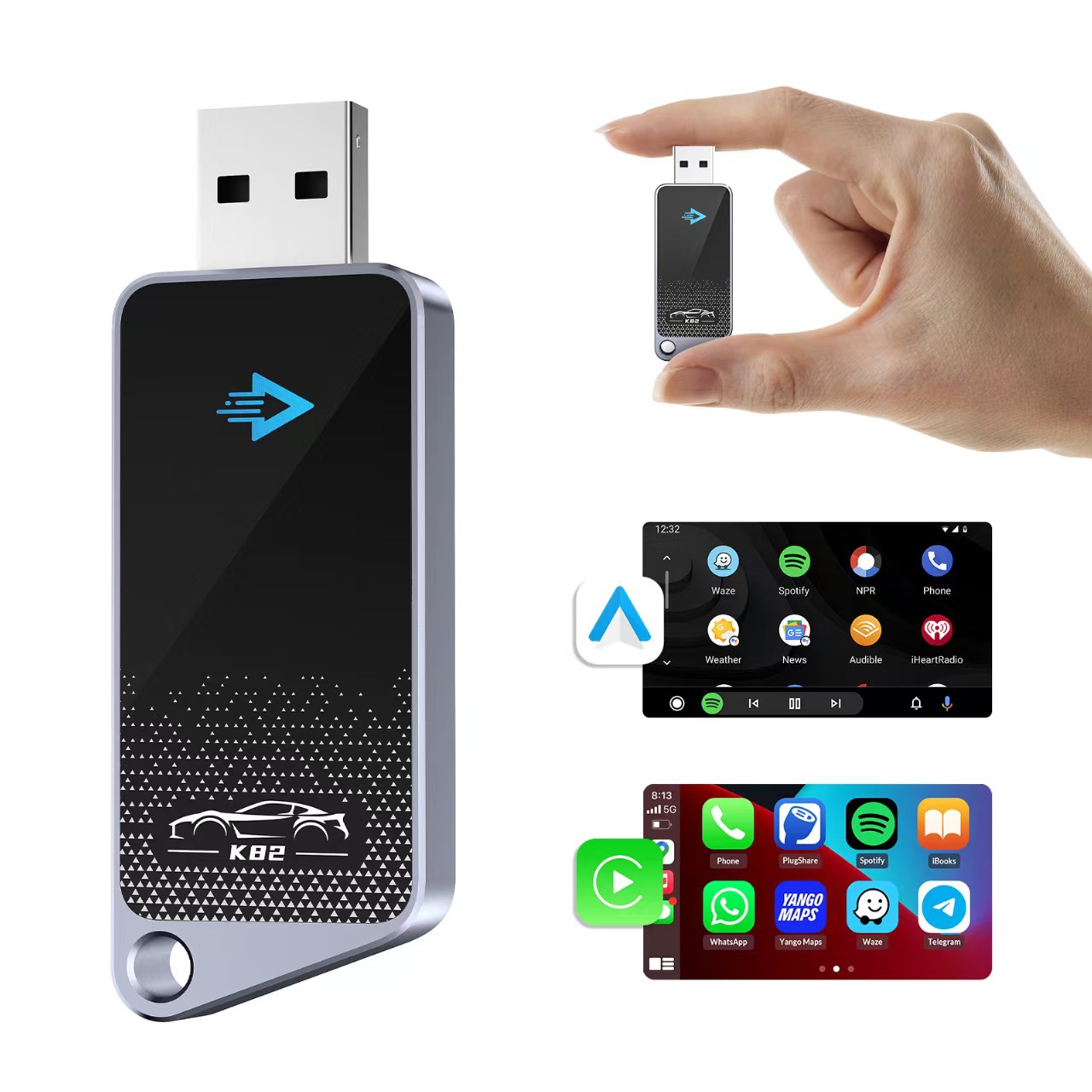 Cross-Border Original Car Wired to Wireless Carplay Android Auto Box Car Interconnect Smart Ai Box Adapter
