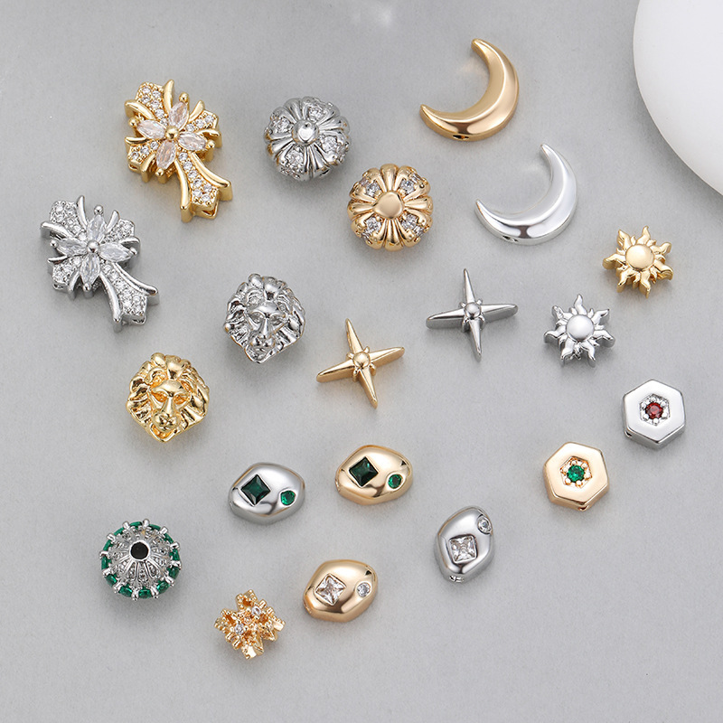 New Simple and Versatile Six-Pointed Star Sun Moon Zircon Spacer Beads DIY Handmade Jewelry Accessories Loose Beads New Simple and Versatile Six-Pointed Star Sun Moon Zircon Spacer Beads DIY Handmade Jewelry Accessories Loose Beads