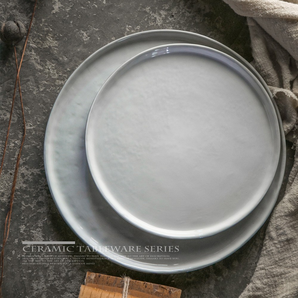 Nórdico simple serie vajilla de cerámica decoración de la Mesa placa plana de disco grande Placa de carne occidental