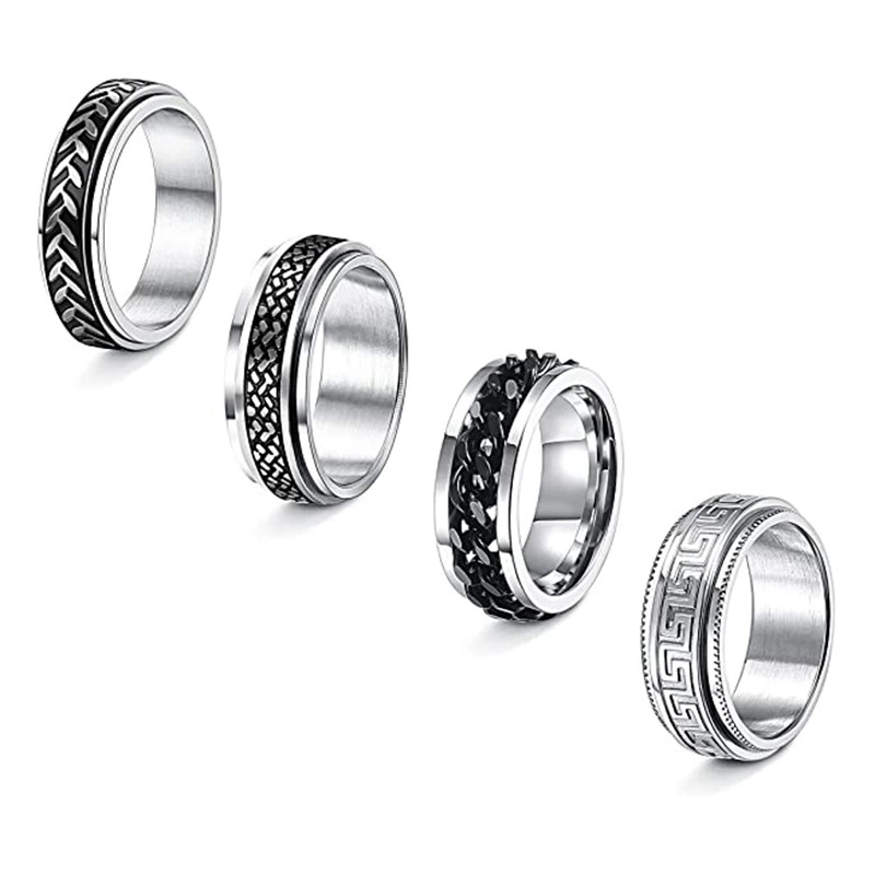 Xinghe Яма европейских и американских взрывов вращающийся декомпрессии палец кольцо лист цепи титана стальное кольцо ювелирные изделия оптом