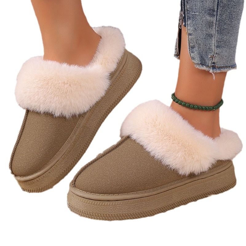 Thick-soled and fleece-thickened indoor cotton shoes woolen shoes_voghion.com