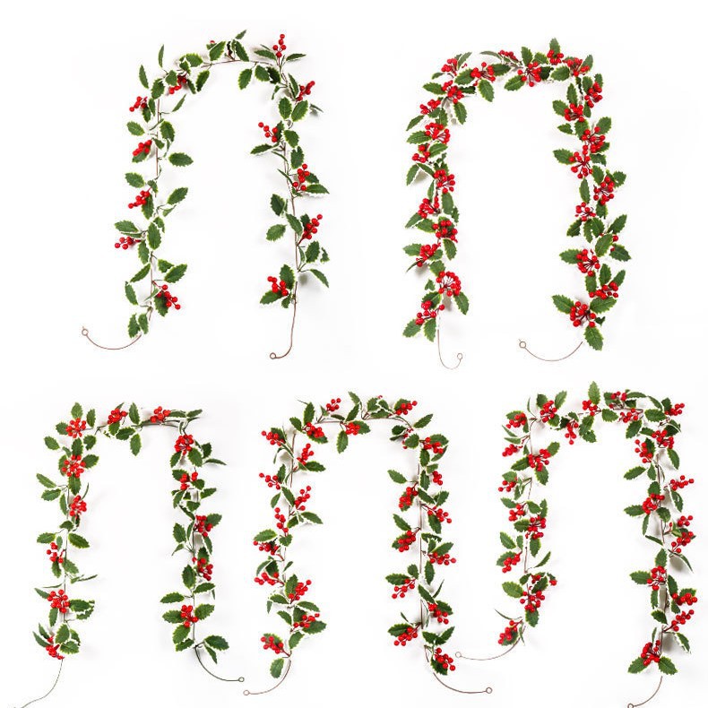 Vid de simulación Amazon ambiente navideño decoración del hogar fabricante fruta roja ratán de simulación ratán navideño