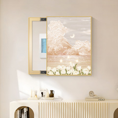 奶油風豎版電錶箱裝飾畫肌理電配箱掛畫輕奢高級感電閘箱遮擋壁畫