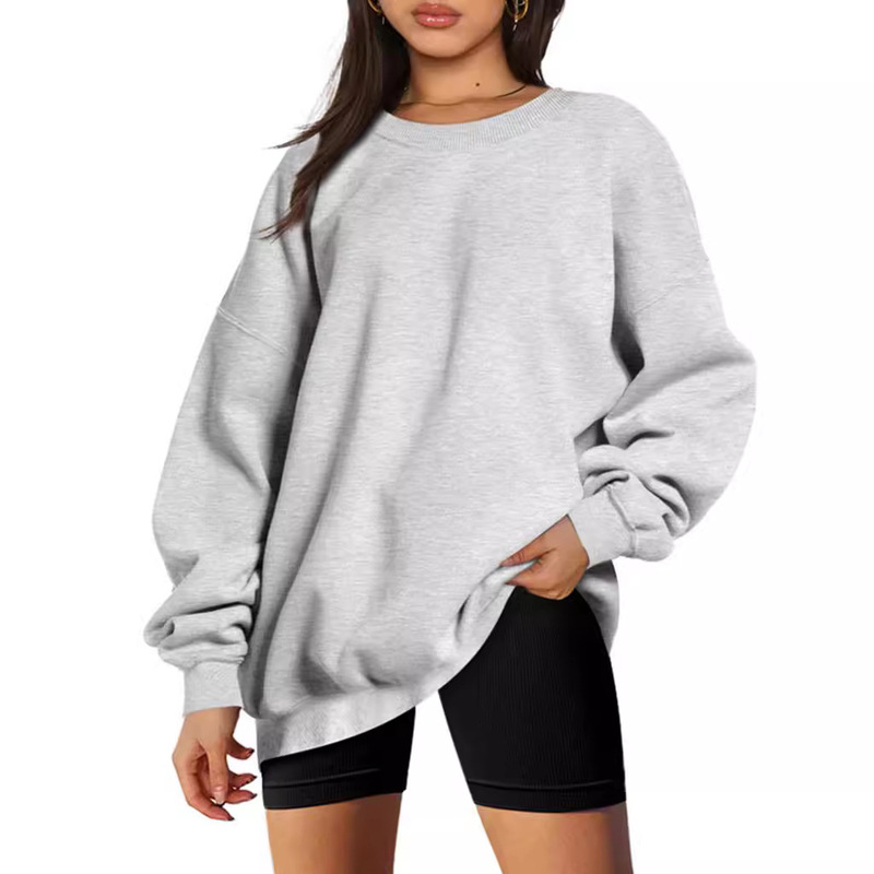 2024 New Women's Oversized Wool Sweatshirts Long Sleeve Round Neck Pullover Sweatshirts Casual Shirt Tops