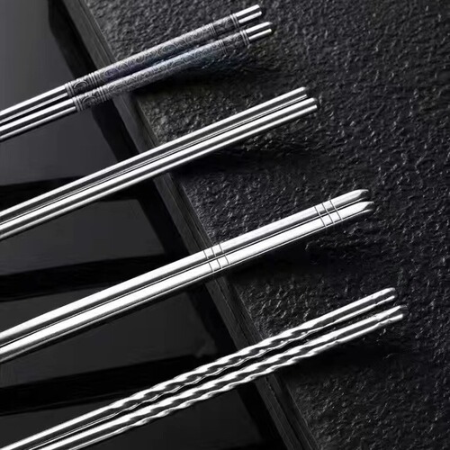201 stainless steel 6cm 1923 threaded chopsticks household hollow anti-slip household tableware set mould-proof single takeout chopsticks