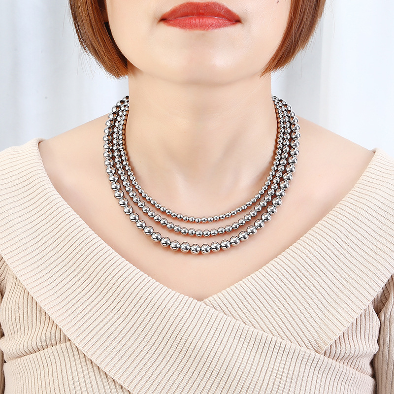 Modern Style Round Stainless Steel Necklace display picture 12