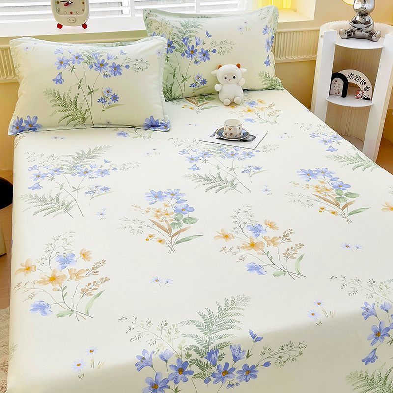 Algodón 100% algodón sábana de una pieza niña linda funda de cama de dibujos animados gruesa funda de almohada de tres piezas conejo