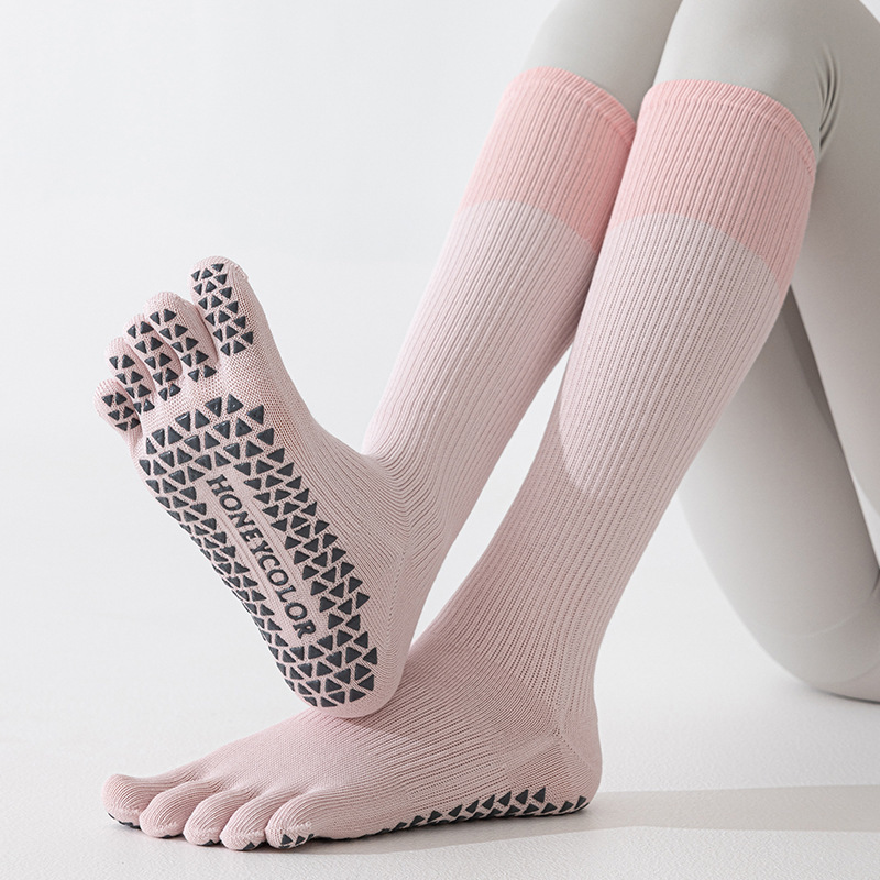 Compression Sports Socks for Women, Calf Socks, Professional Fitness Running Jump Rope Muscle Compression Socks, Long Yoga Five-Toe Socks