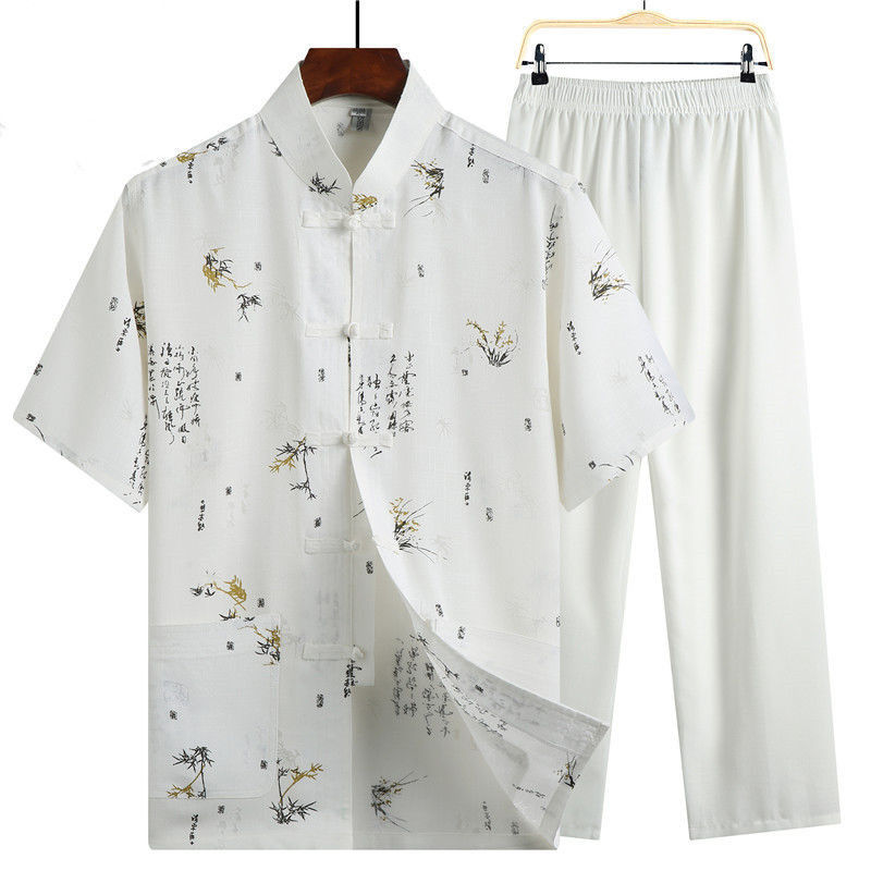 Tang Suit for Men, Middle-Aged and Elderly, Short-Sleeved Summer Outfit, Chinese Style Men's Clothing, Middle-Aged Dad's Clothing, Elderly Hanfu Tang Suit for Men, Middle-Aged and Elderly, Short-Sleeved Summer Outfit, Chinese Style Men's Clothing, Middle-Aged Dad's Clothing, Elderly Hanfu