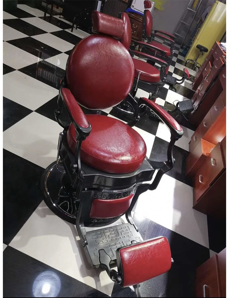 Peluquería de alta gama para hombres Silla de cabeza de aceite peluquería taburete especial peluquería elevación y caída corte de pelo afeitado reclinable