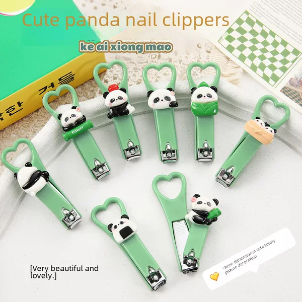 Cartoon Cute Panda Nail Clipper Portable Student Nail Clipper Household Small Nail Clipper Anti-Splash Nail Clipper