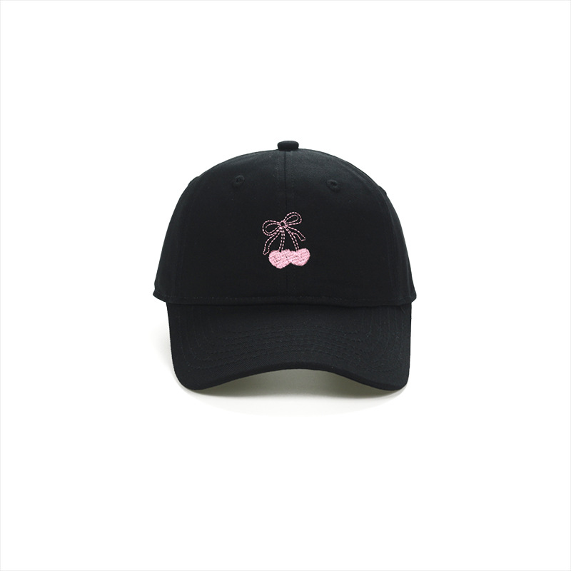 154g Weight Baseball Cap Hats Type Women's Cute Modern Style Sweet Cherry Solid Color Bow Knot Curved Eaves Baseball Cap