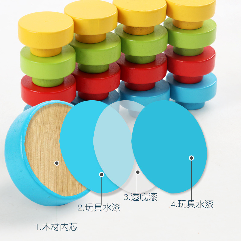 Gránulos grandes de madera transfronterizos rompecabezas creativo de clavos de hongos juguetes educativos inteligencia para niños rompecabezas grandes juguetes digitales