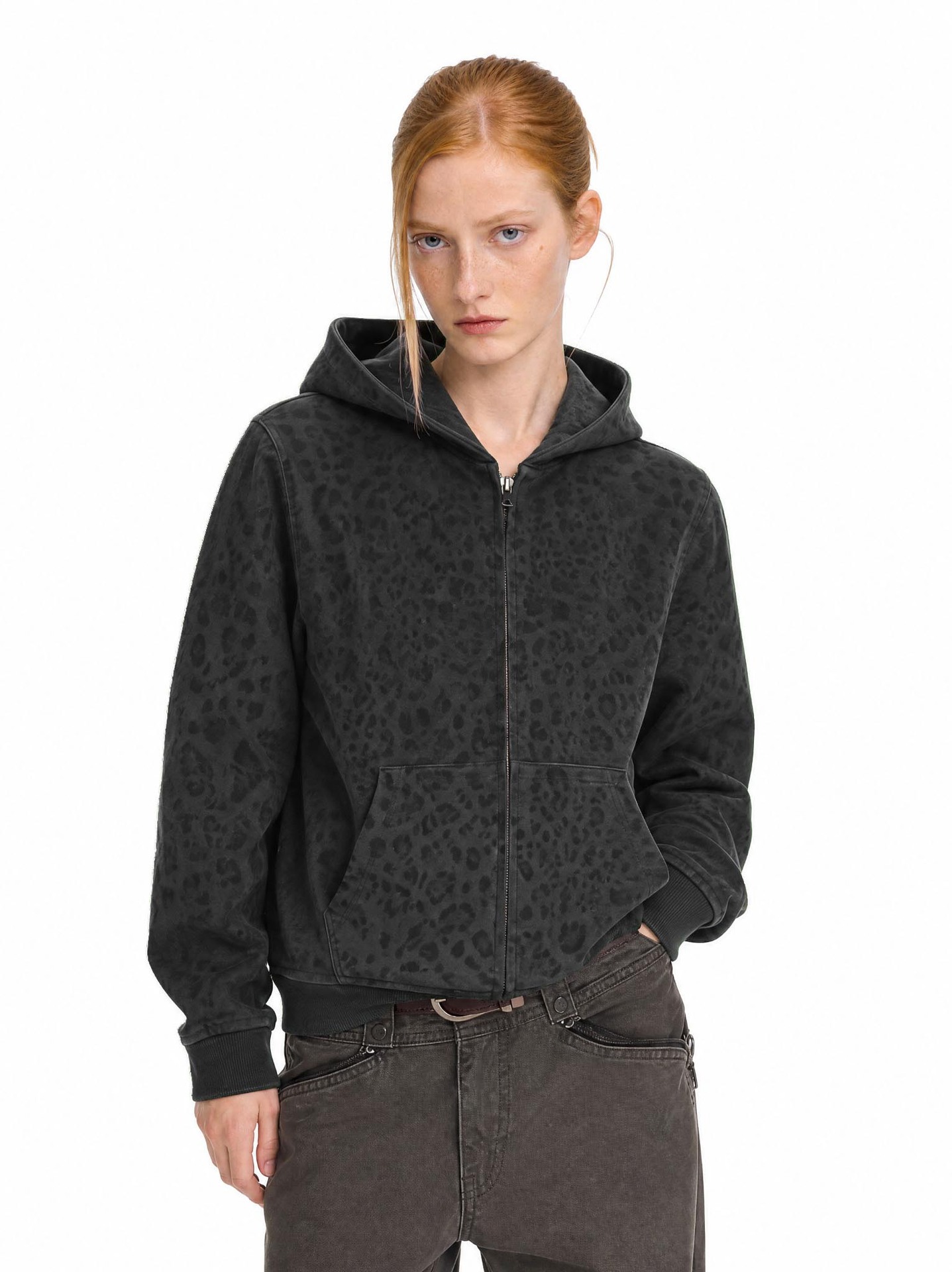 MADEEXTREME Leopard Camo Zip-Up Hoodie