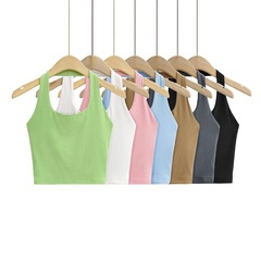 背心女掛脖上衣夏季INS歐美風時尚深U領修身純色小背心