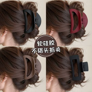 后脑勺硌不女硅胶高级软盘发发夹头饰鲨鱼夹子夹感2026抓夹新款头