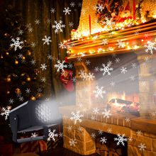 跨境新品圣诞投影灯高清高亮投影下雪灯礼物节日室内氛围灯舞台灯
