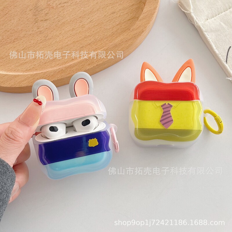 Cute Judy Nick Suitable for Apple Bluetooth Earphone Protective Case Airpodspro3 Anti-Fall 3.4 Generation Protective Case