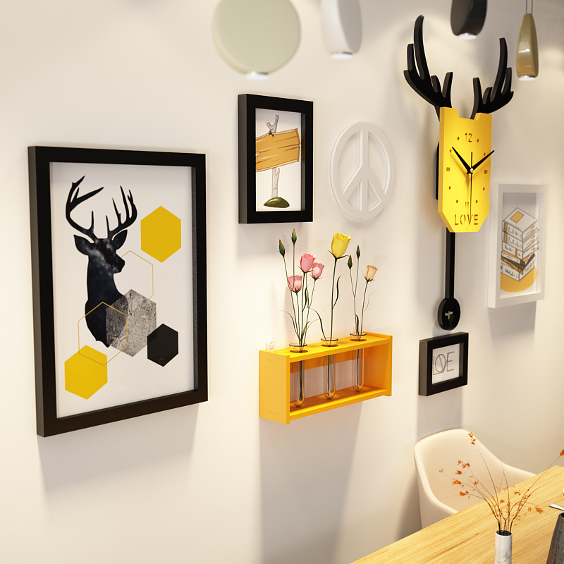 Polymer 6571 Elk Photo Wall Offer Swing Clock Decorative Painting Nordic Photo Frame Can Change Photo Real Clock Polymer 6571 Elk Photo Wall Offer Swing Clock Decorative Painting Nordic Photo Frame Can Change Photo Real Clock