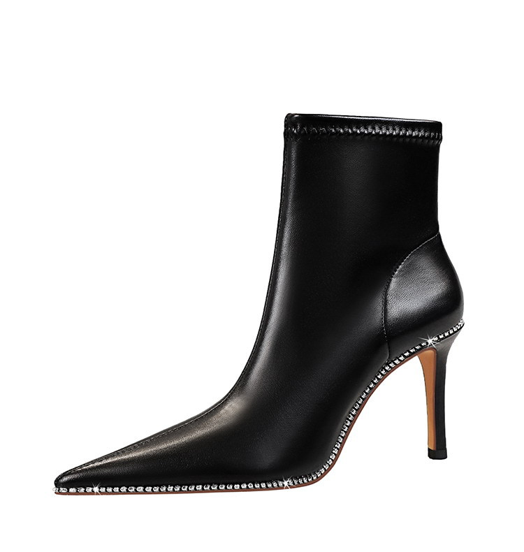 Smal klack med hög klack och dragkedja i sidan, spetsiga rhine-borrstövlar för kvinnor_voghion.com