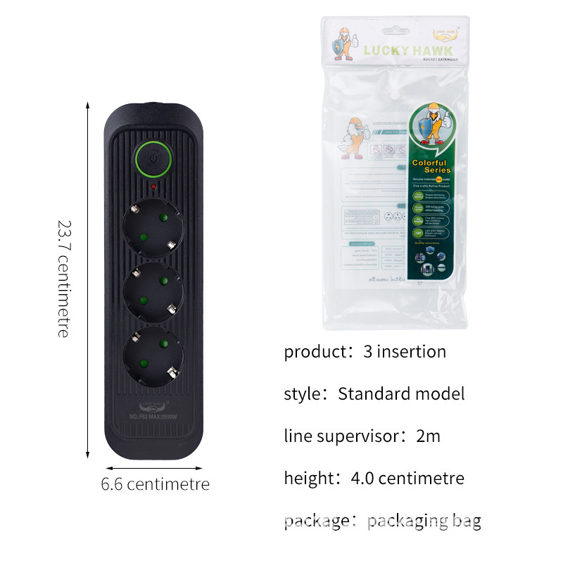 Negro europeo estándar europeo dos puertas de seguridad a tierra USB-C carga 2.1A enchufe de fila