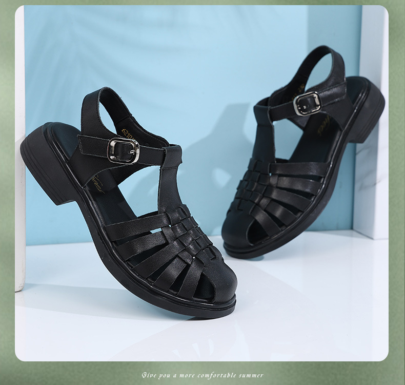 C4750 1380K GIÀY DÉP SANDAL NỮ RUITDT GÓT VUÔNG MÙA HÈ GIÀY DÉP NỮ DA BÒ G04 SẢN PHẨM MỚI