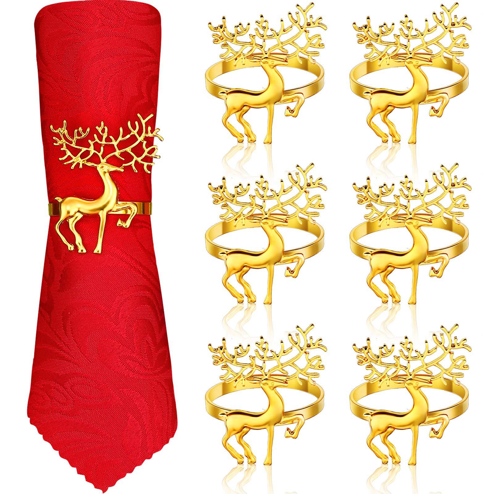 Cross-Border Simple Golden Christmas Deer Napkin Ring Hotel Restaurant Table Setting Alloy Napkin Ring Cloth Ring Wholesale